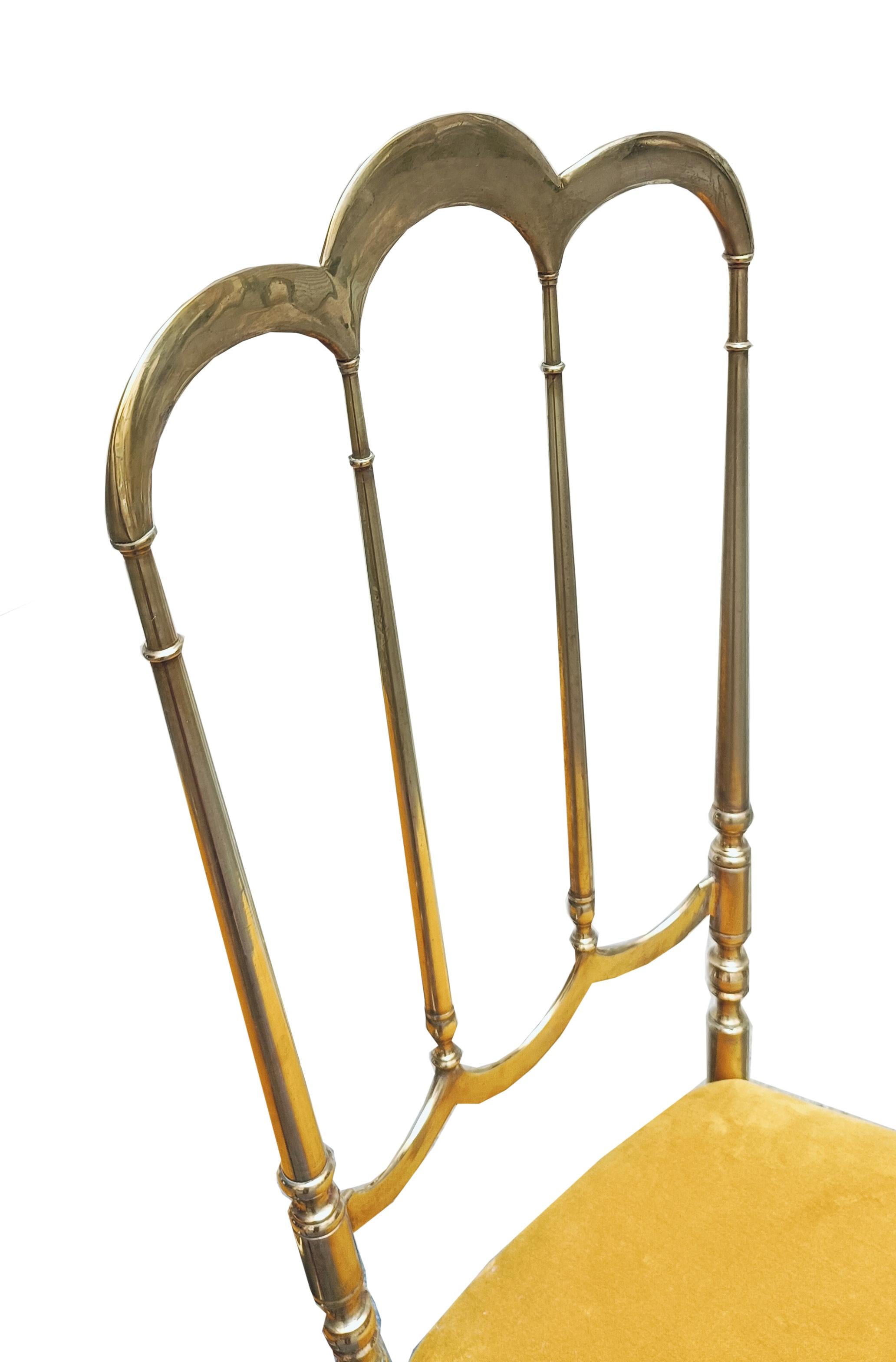 Paar Chiavarina-Stühle aus Messing '3 Bögen', Italien 1950er Jahre im Zustand „Gut“ im Angebot in Naples, IT