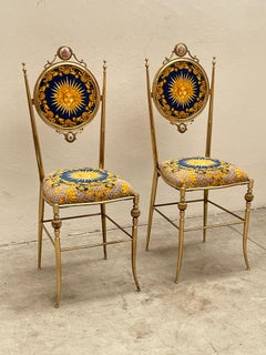 Pair of "gilded Louis XVI-style" chairs, "Versailles Sun," 1970s