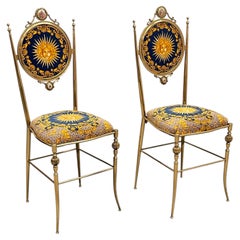 Pair of "gilded Louis XVI-style" chairs, "Versailles Sun," 1970s