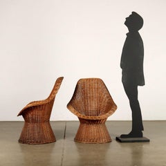 Coppia di Sedie in vimini Anni 60-70