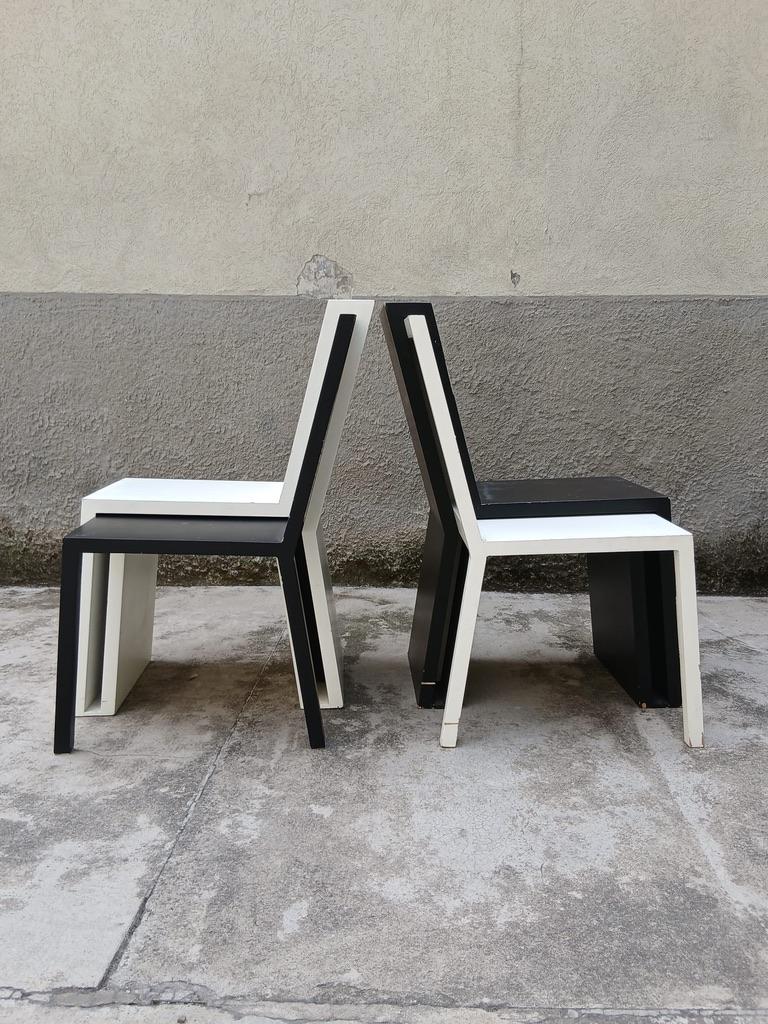 Pareja de sillas lacadas con segundo asiento oculto - Italia - Años 90 Italian en venta