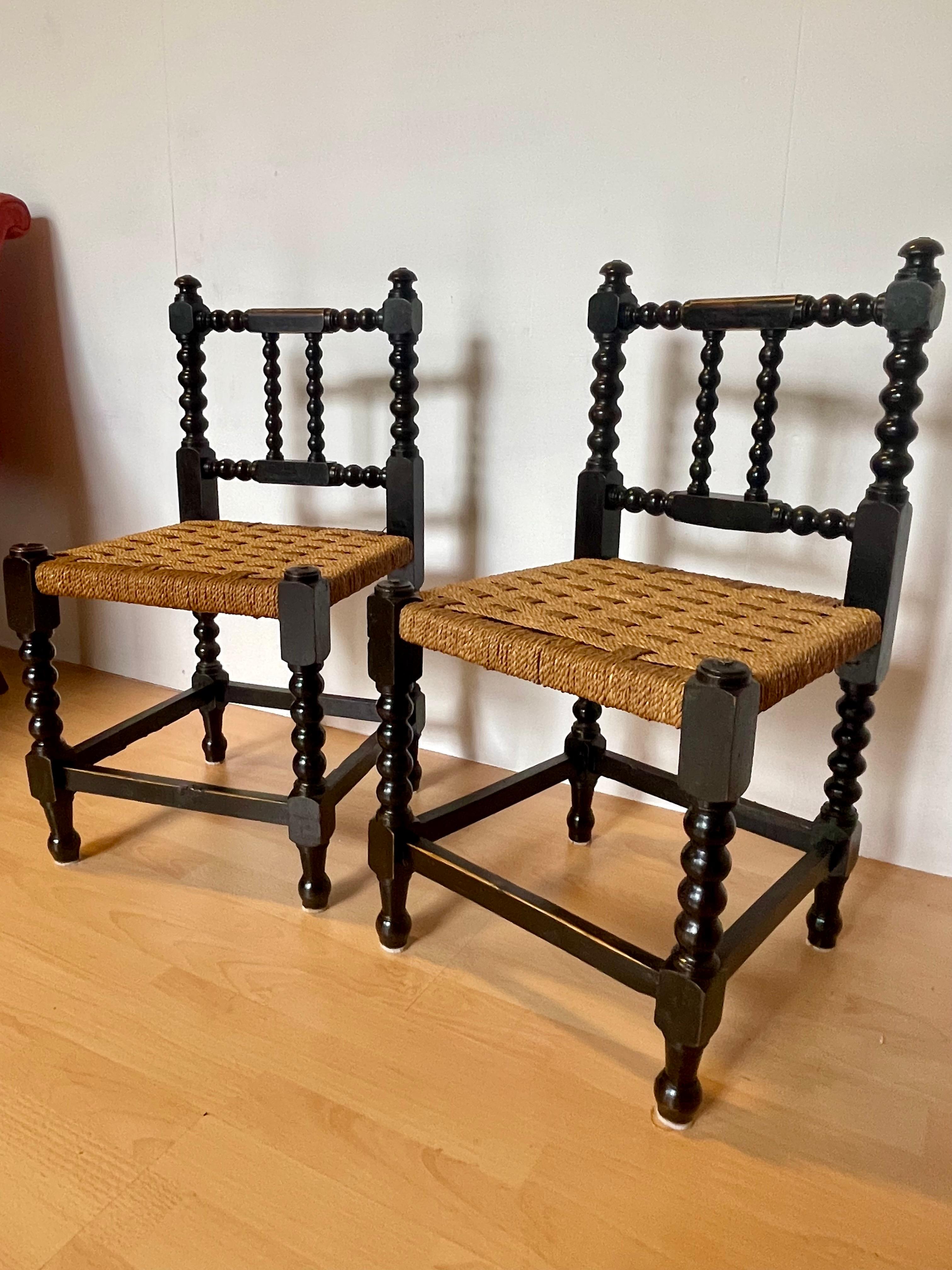 Ein Paar neapolitanische Stühle aus gedrechseltem Holz und Vintage-Seil aus den 1990er Jahren im Angebot 2