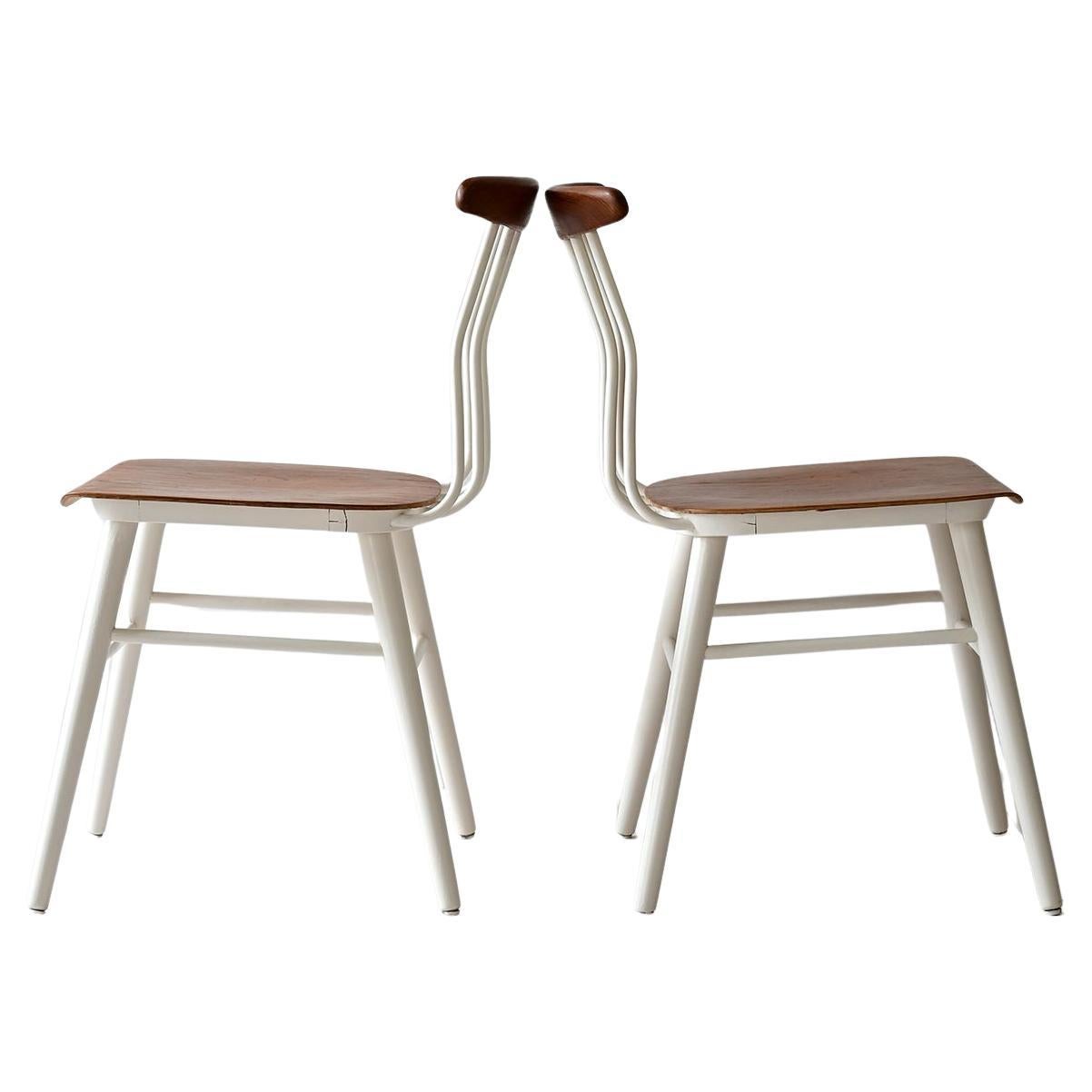 Pair of Nordic wooden chairs