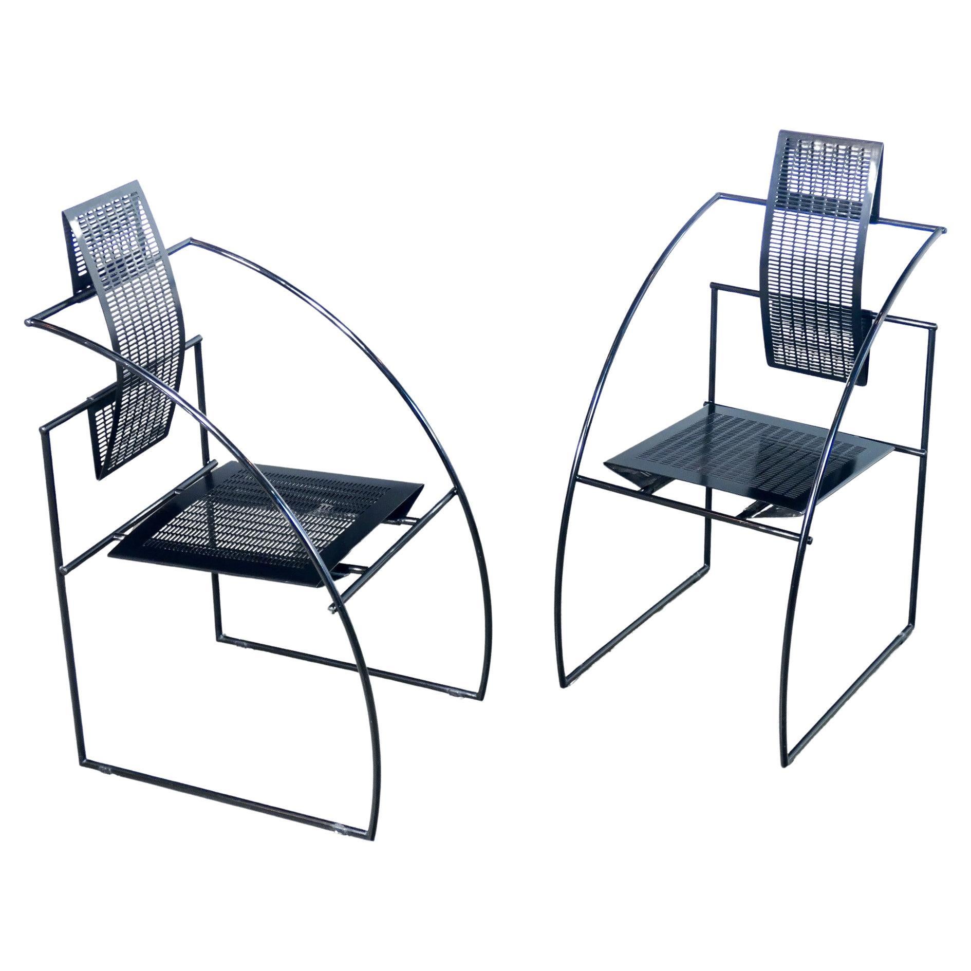 Paar Stühle 'Quinta', Design Mario BOTTA für ALIAS, schwarze Ausführung. 1980s