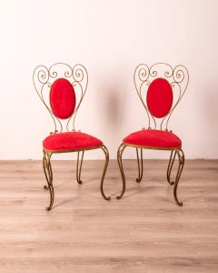 Coppia di sedie rosse in ferro vintage anni 50 design Pier Luigi Colli