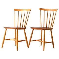 Paire de chaises scandinaves des années 50/60 en hêtre et teck type Pinstol