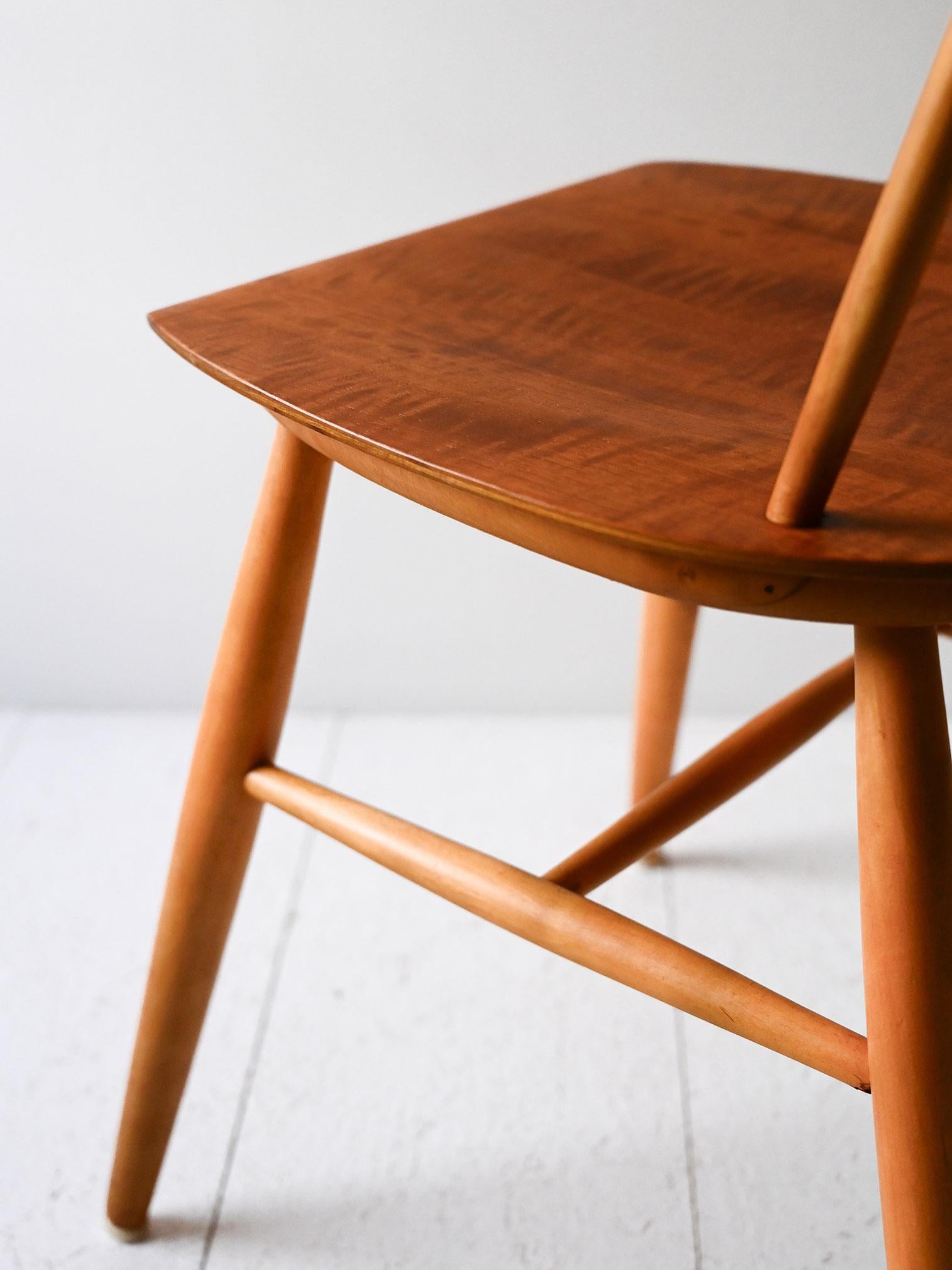 Coppia di sedie scandinave in faggio e mogano in vendita 1