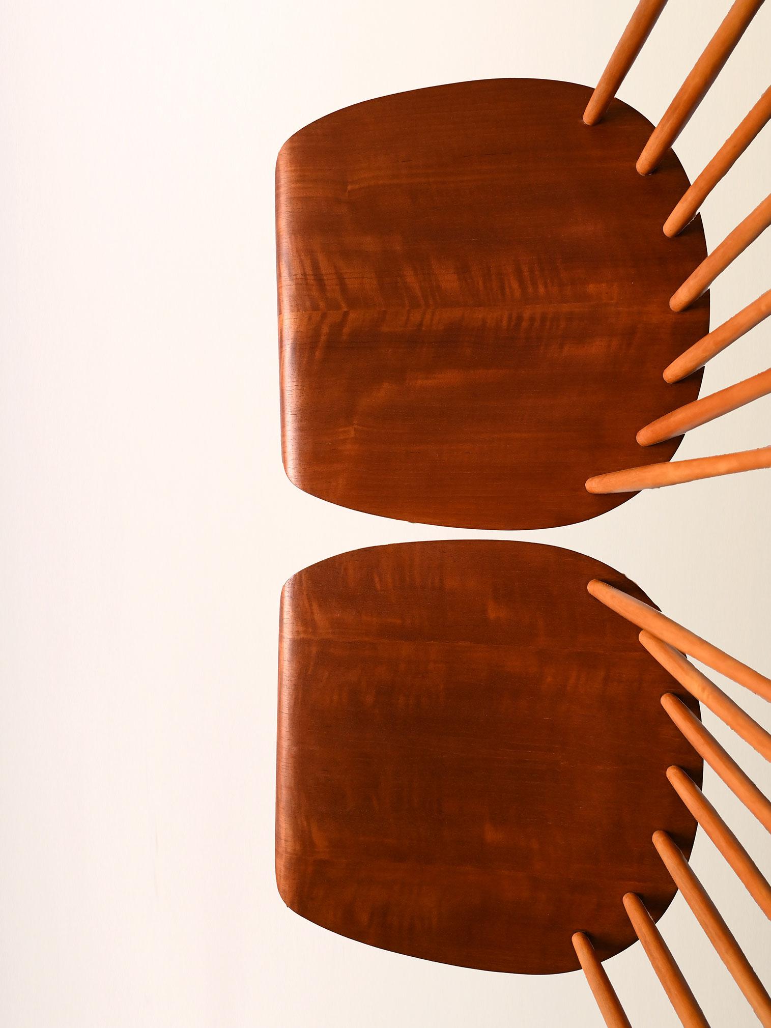 Coppia di sedie scandinave in faggio e mogano in vendita 2
