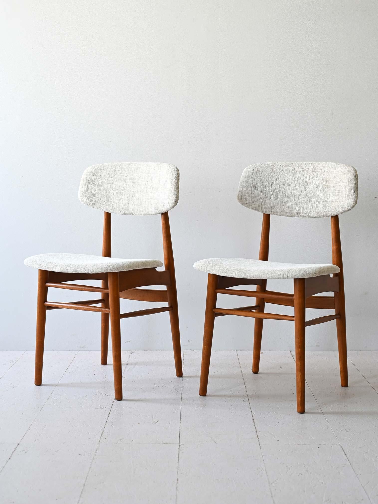 Scandinavian Modern Pair of Scandinavian chairs in wood and fabric For Sale