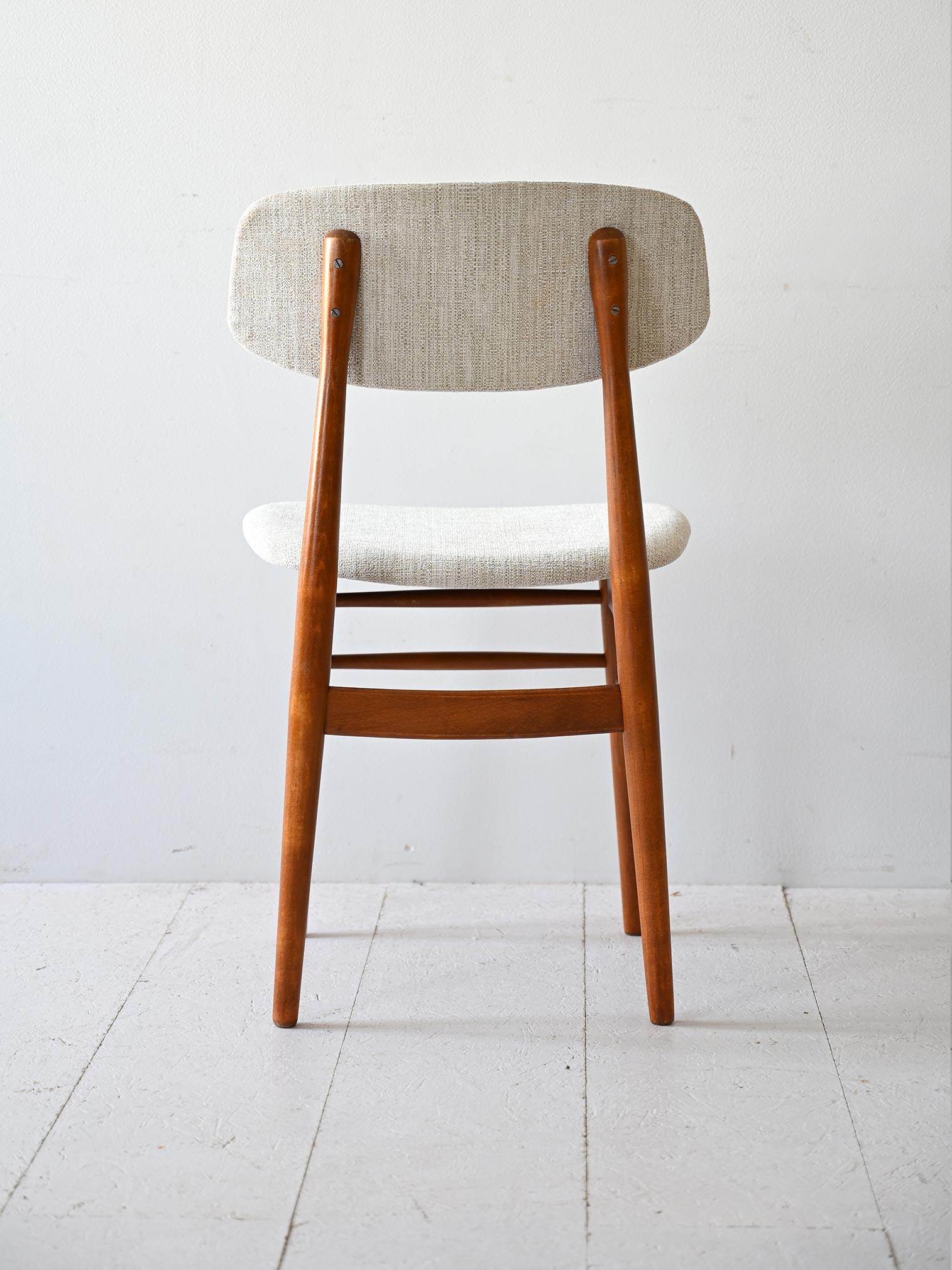 Pair of Scandinavian chairs in wood and fabric In Good Condition For Sale In Brescia, IT