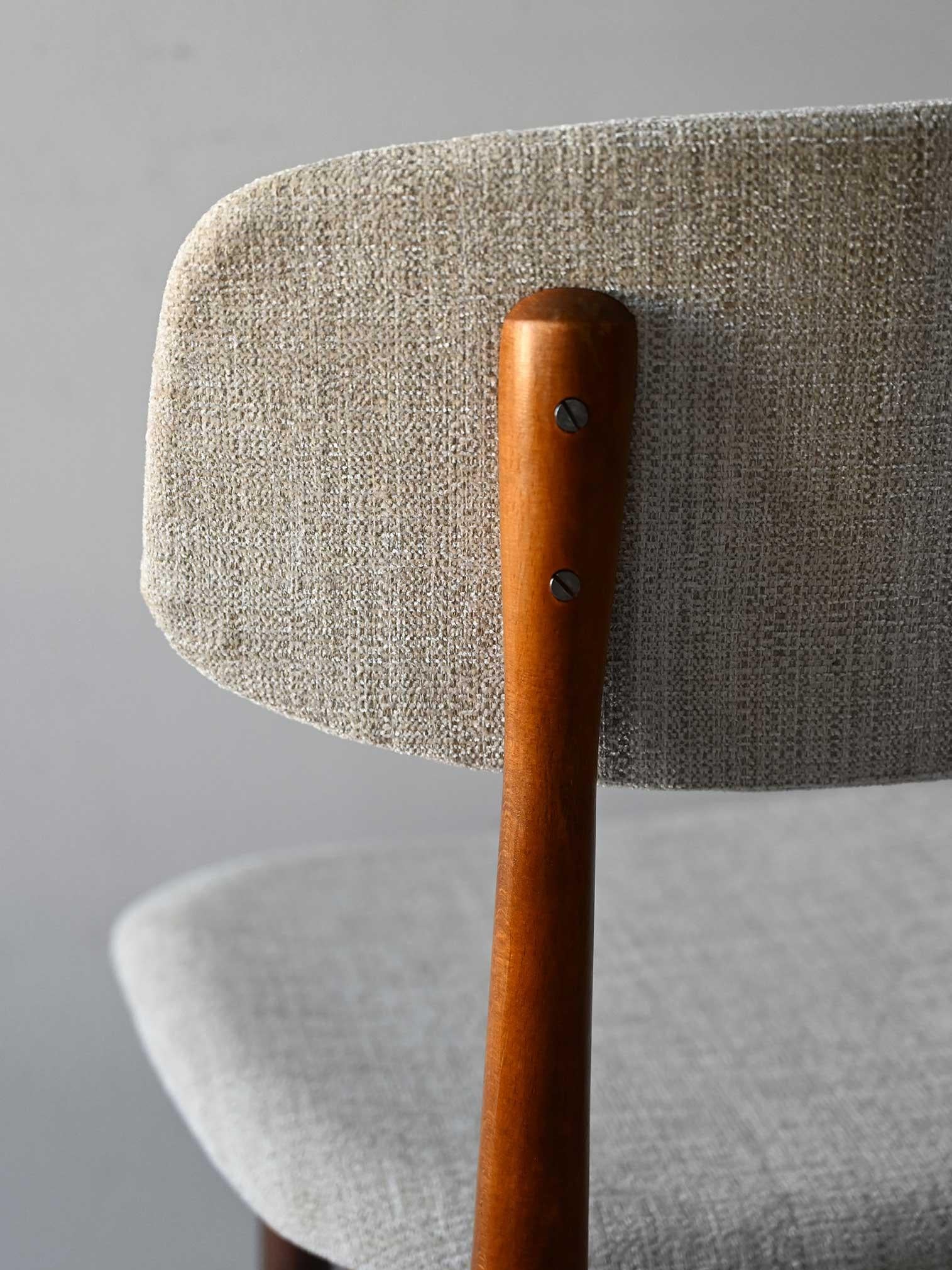 Mid-20th Century Pair of Scandinavian chairs in wood and fabric For Sale