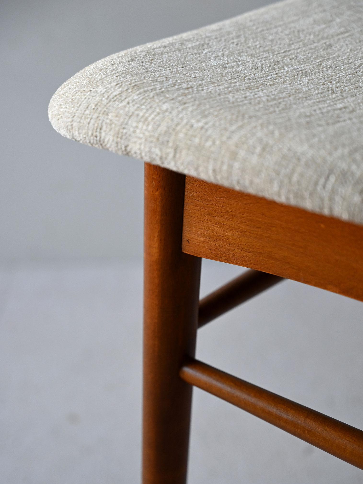 Fabric Pair of Scandinavian chairs in wood and fabric For Sale