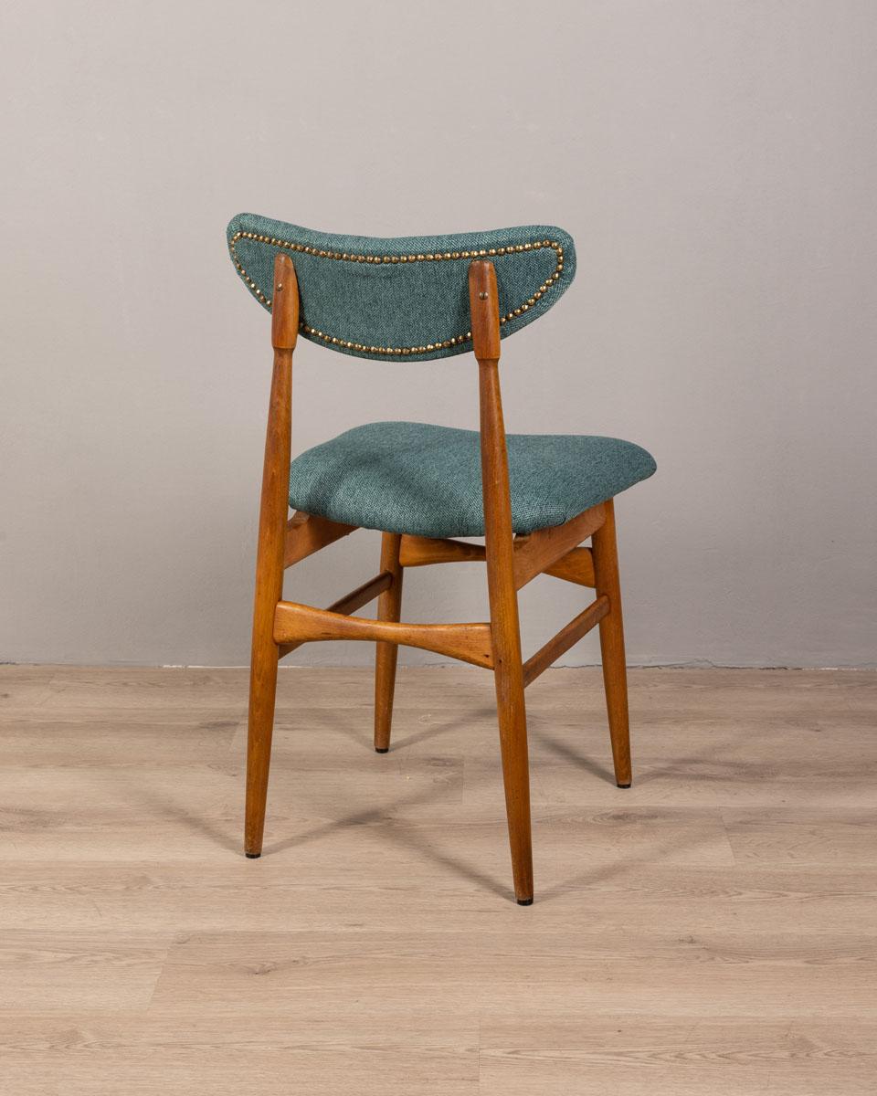 Coppia di sedie vintage anni 60 in tessuto verde design Italiano In condizioni buone in vendita a None, IT