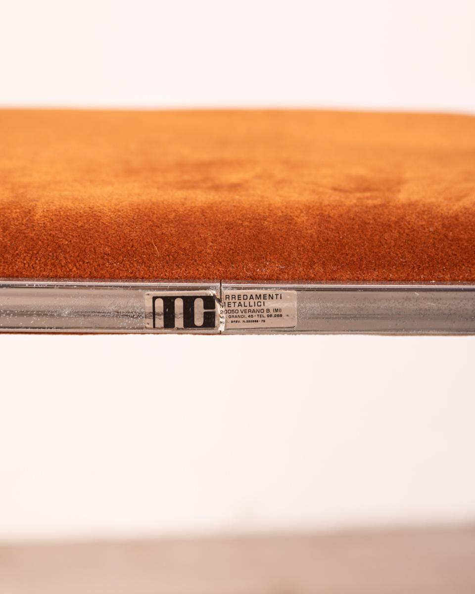 coppia di sedie vintage anni 70 metallo e velluto design italiano 5