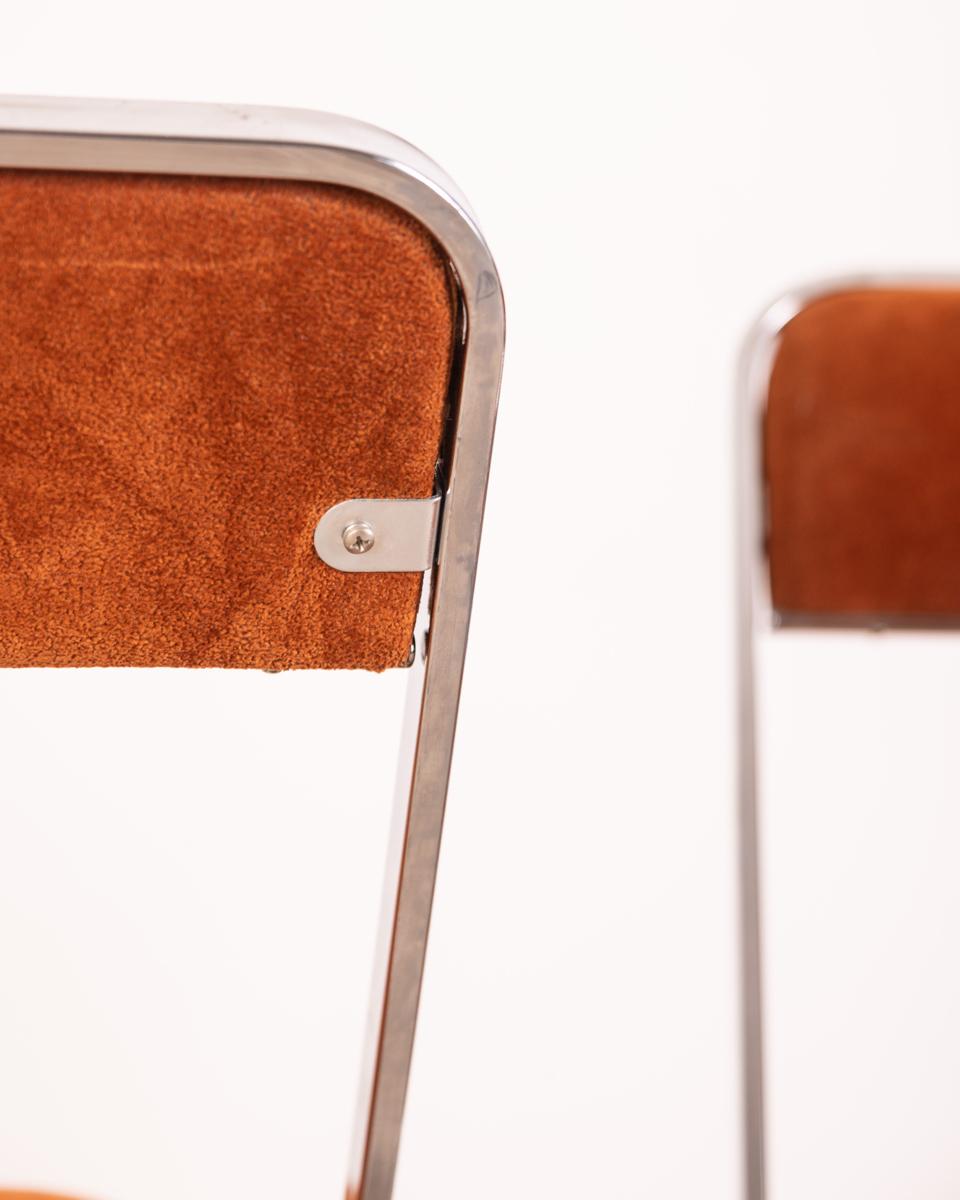 coppia di sedie vintage anni 70 metallo e velluto design italiano 2