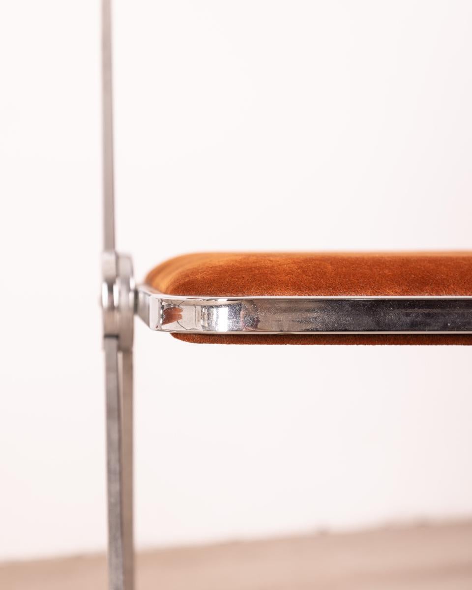 coppia di sedie vintage anni 70 metallo e velluto design italiano 3