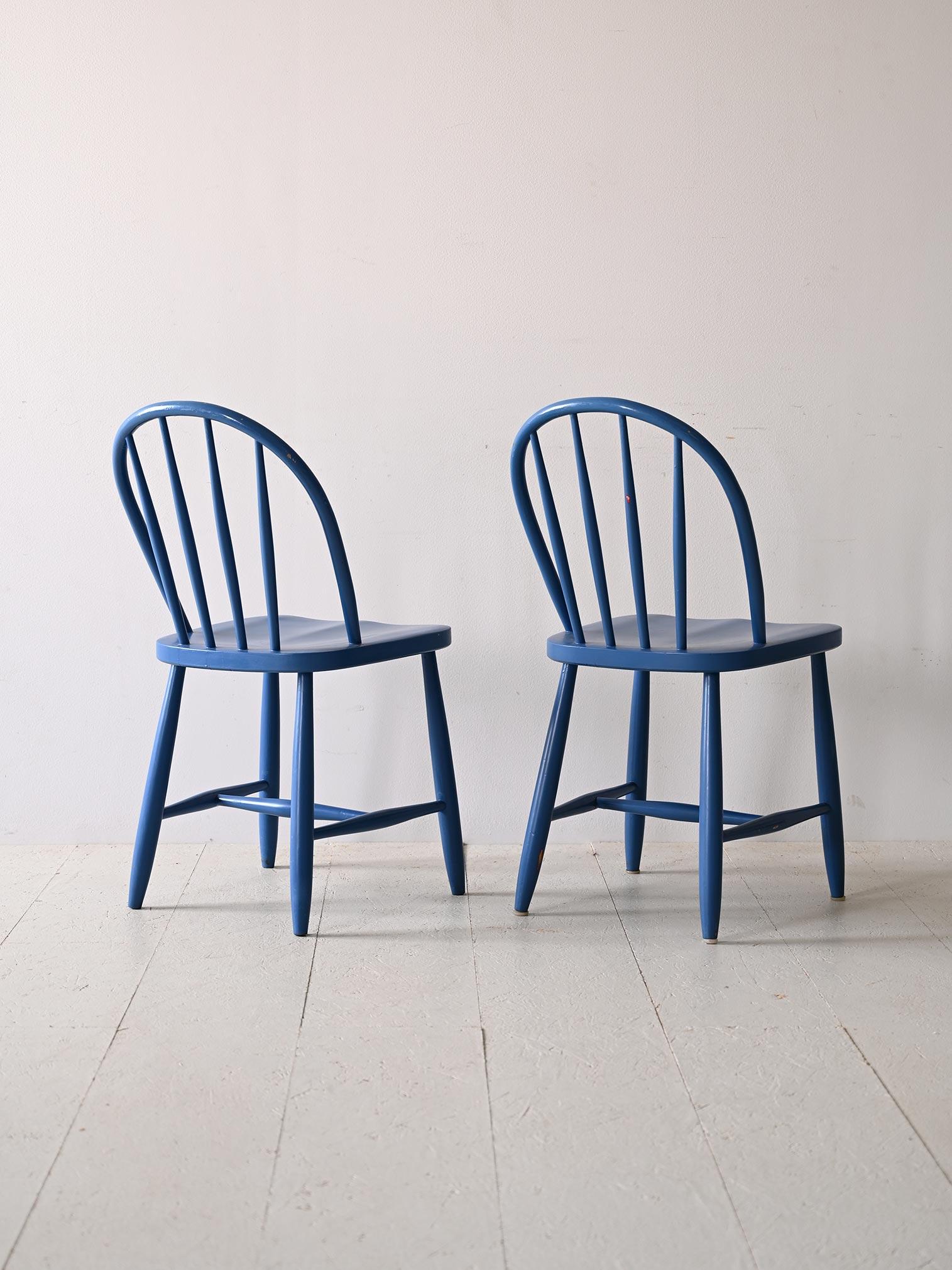Scandinavian Modern Pair of blue vintage chairs For Sale