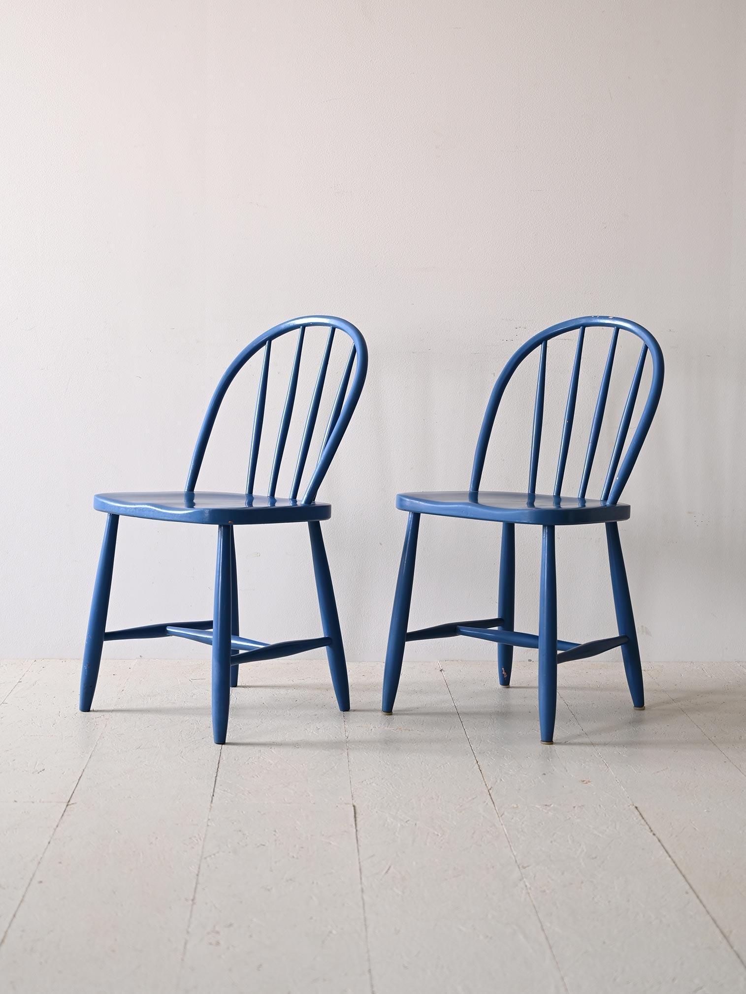 European Pair of blue vintage chairs For Sale