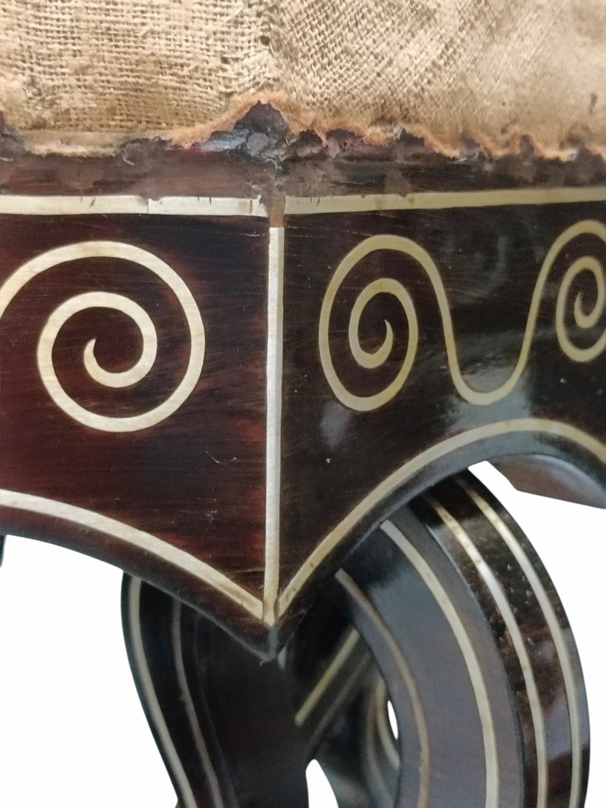 Paar antike Hocker Neapolitanische Manufaktur, Italien 1900er im Angebot 4
