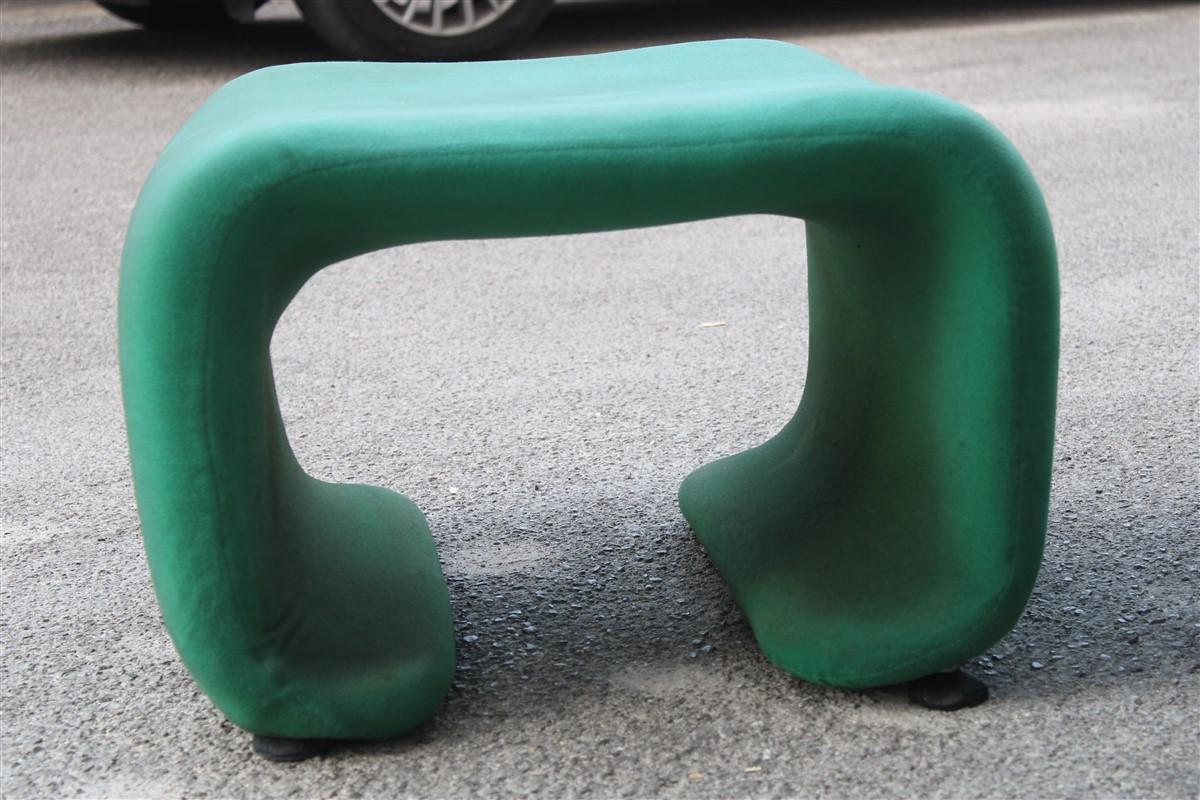 Pair of 1970s Green Fabric French Stools France Pierre Paulin Style  In Good Condition For Sale In Palermo, Sicily