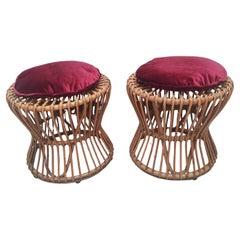 Pair of rattan stools, Italy 1970s