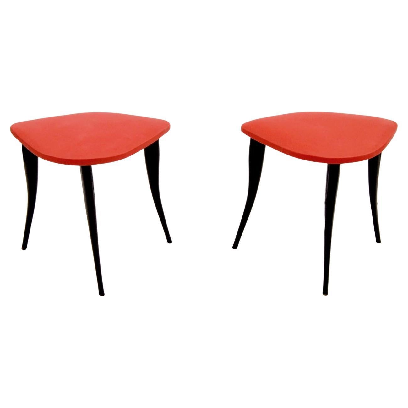 Pair of tripod stools, 1950s