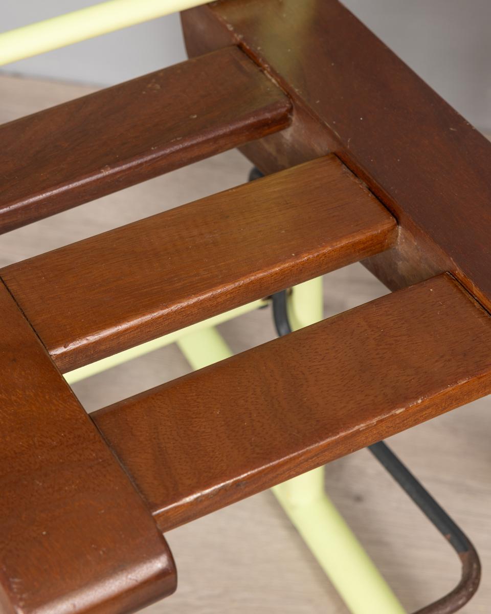 Iron Pair of vintage 1970s iron and wood stools Italian design For Sale