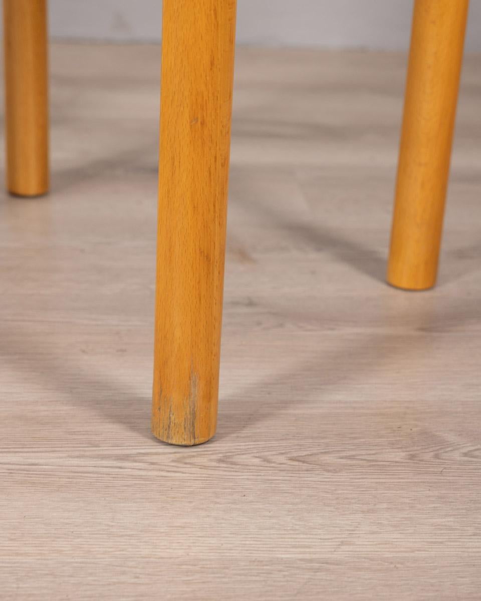 Late 20th Century Pair of vintage 1970s wood and rope stools design Hibiscus For Sale