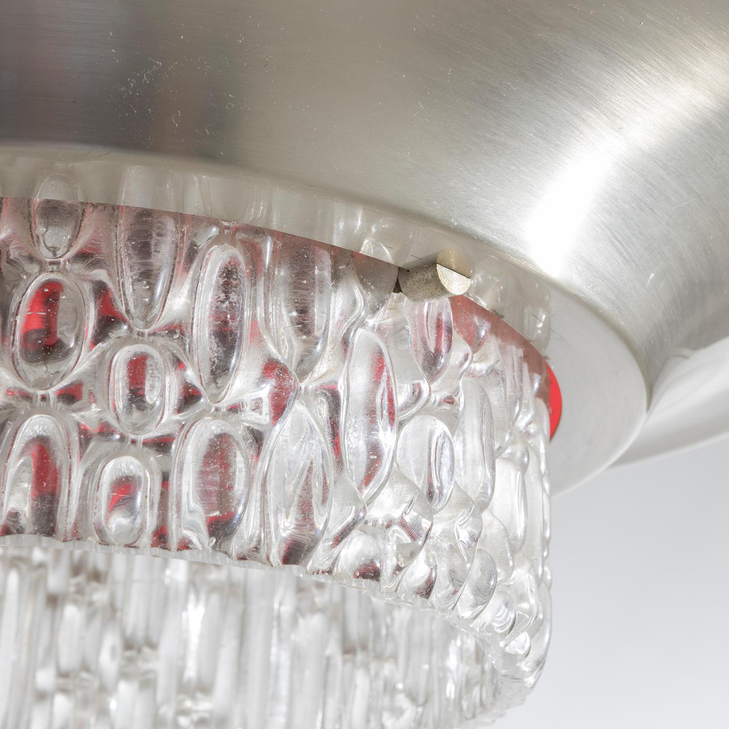 Italian Pair of glass and colored plexiglass suspension lamps by Goffredo Reggiani For Sale