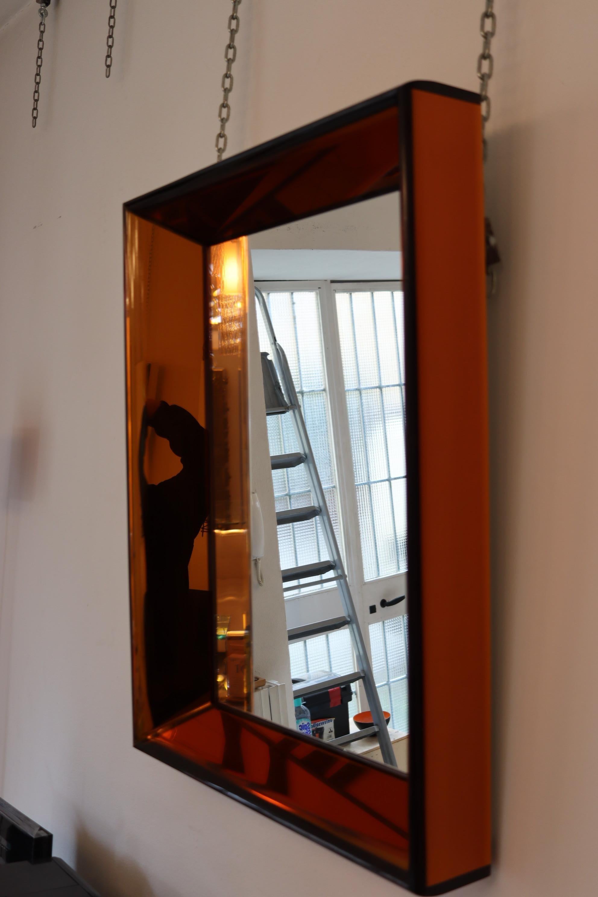 Mid-Century Modern pair of mirrors INFINITE AMBER  For Sale