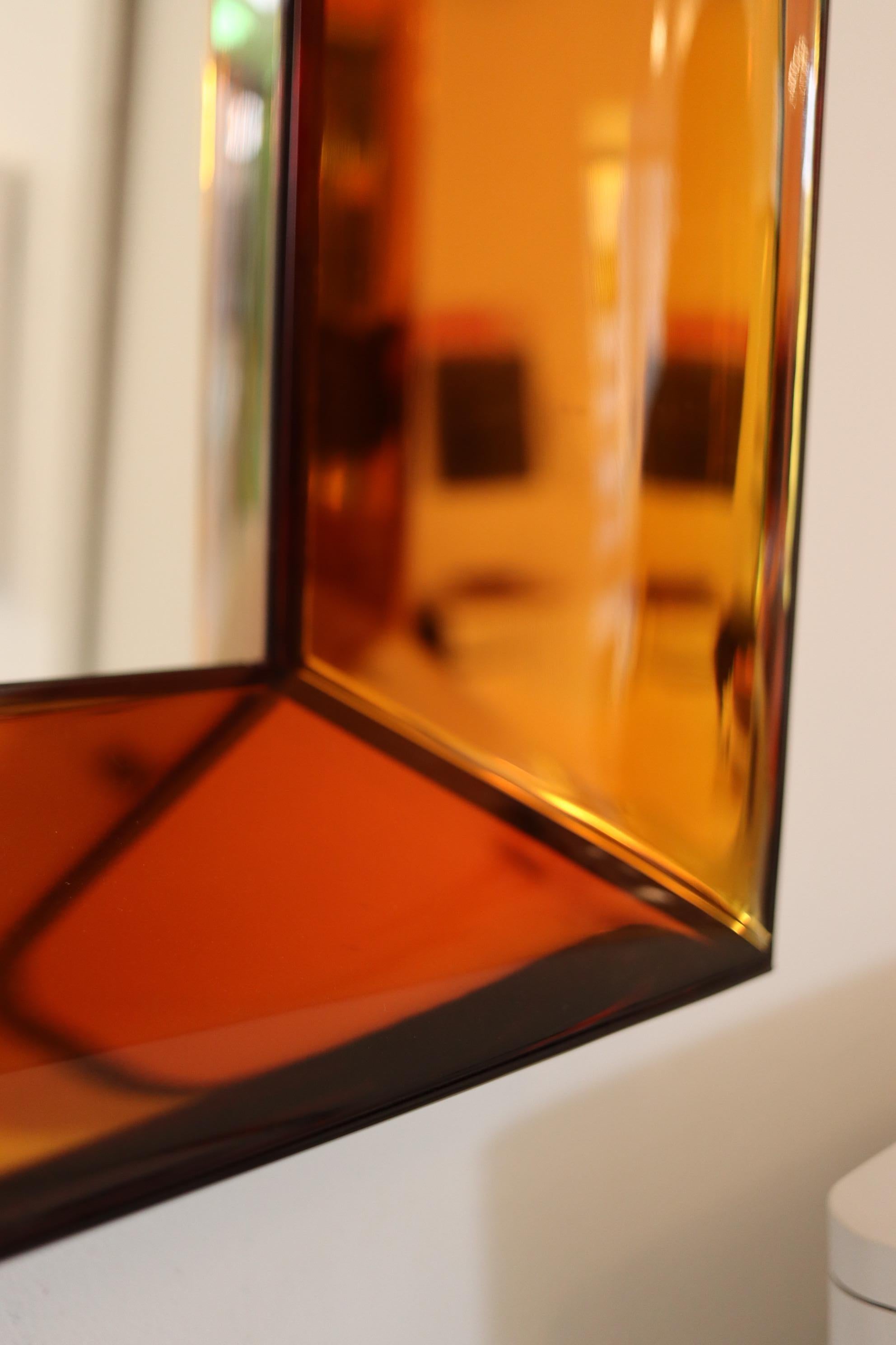 Hand-Crafted pair of mirrors INFINITE AMBER  For Sale