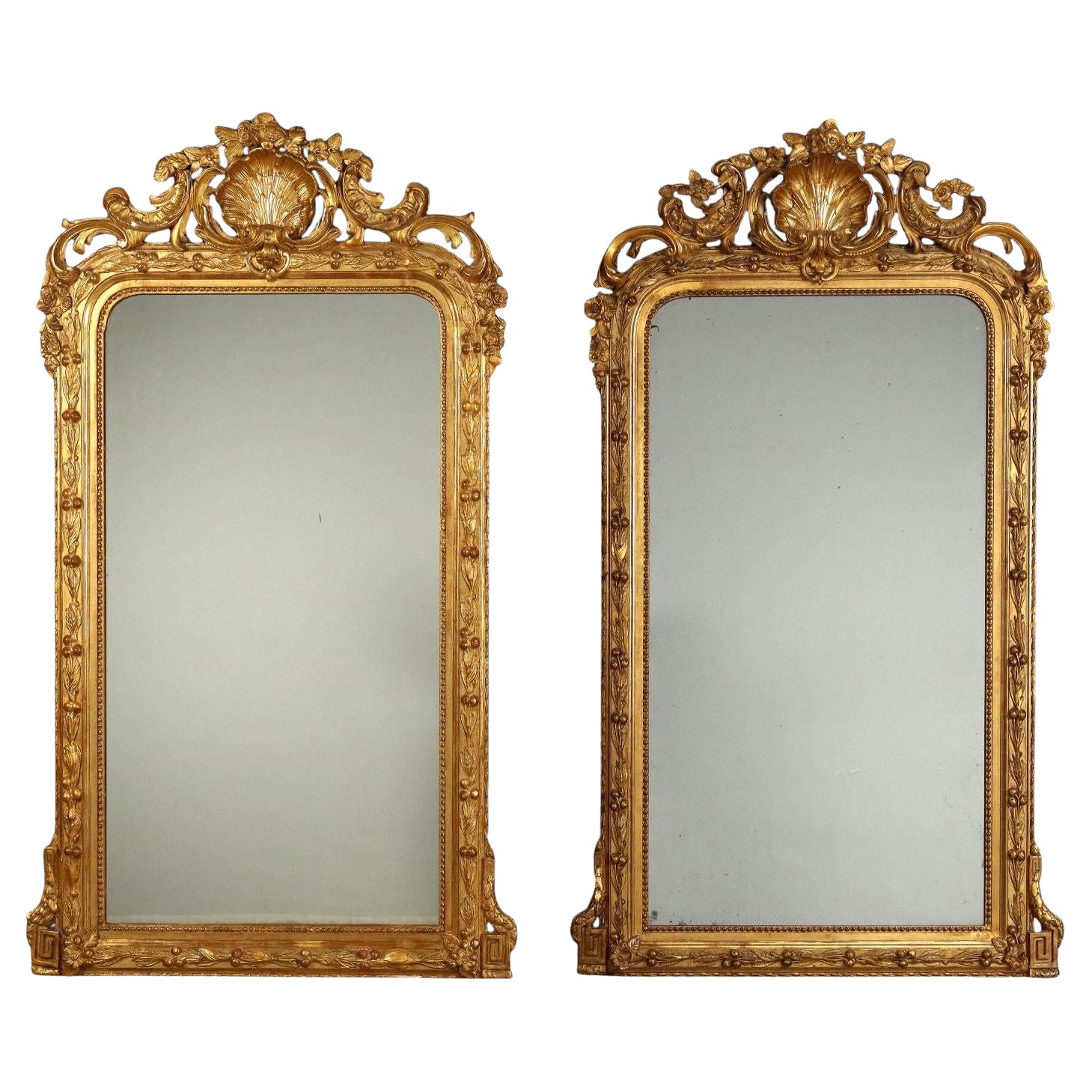 Coppia di Specchiere Intagliate e Dorate Italia Metà XIX Secolo