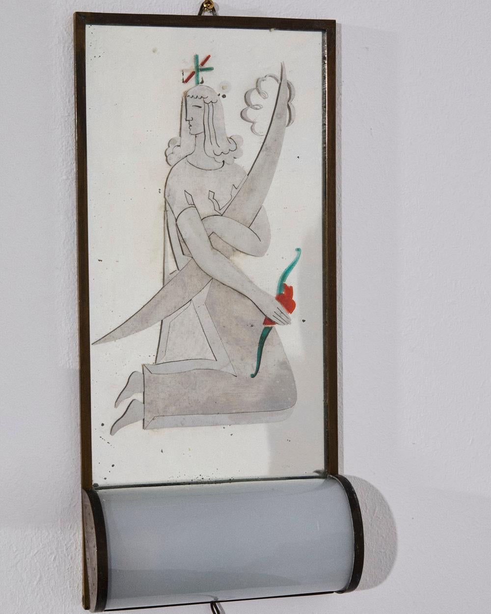 Art déco Paire de miroirs illuminés représentant des dieux grecs en vente