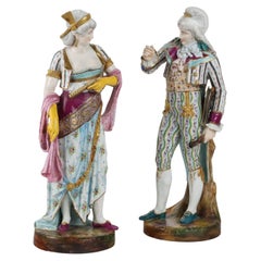 Coppia di Statue in Biscuit Manifattura Paul Duboy Francia Seconda Metà XIX Sec
