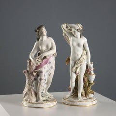 Coppia di Statue in Porcellana Edmé Samson Parigi Francia Fine '800