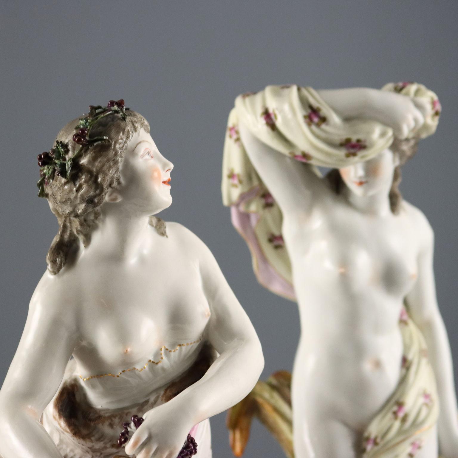 Francese Coppia di Statue in Porcellana Edmé Samson Parigi Francia Fine '800 in vendita