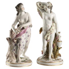 Coppia di Statue in Porcellana Edmé Samson Parigi Francia Fine '800