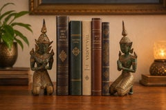 Paire de statues Thepphanom en bronze - Anges gardiens thaïlandais - Vintage