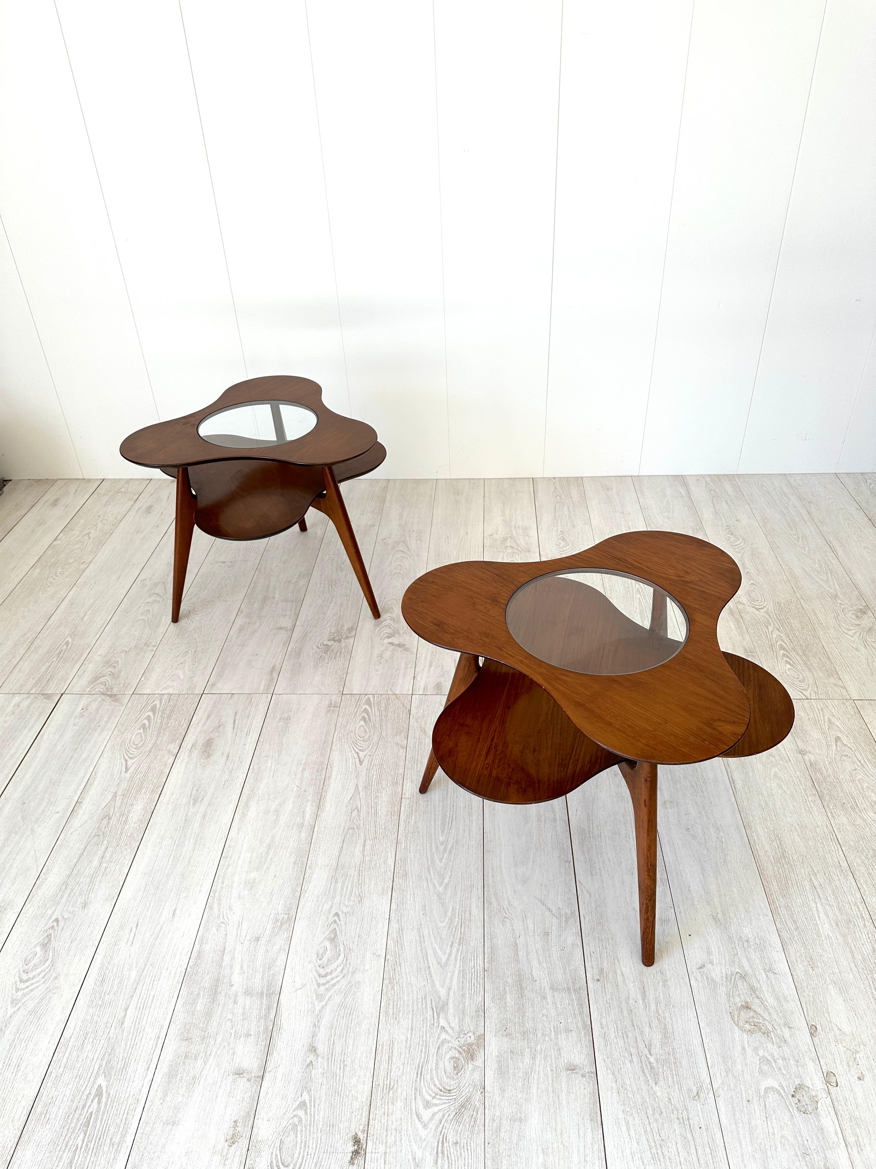 Pair of flower-shaped side tables, Italian production 1950s For Sale 7