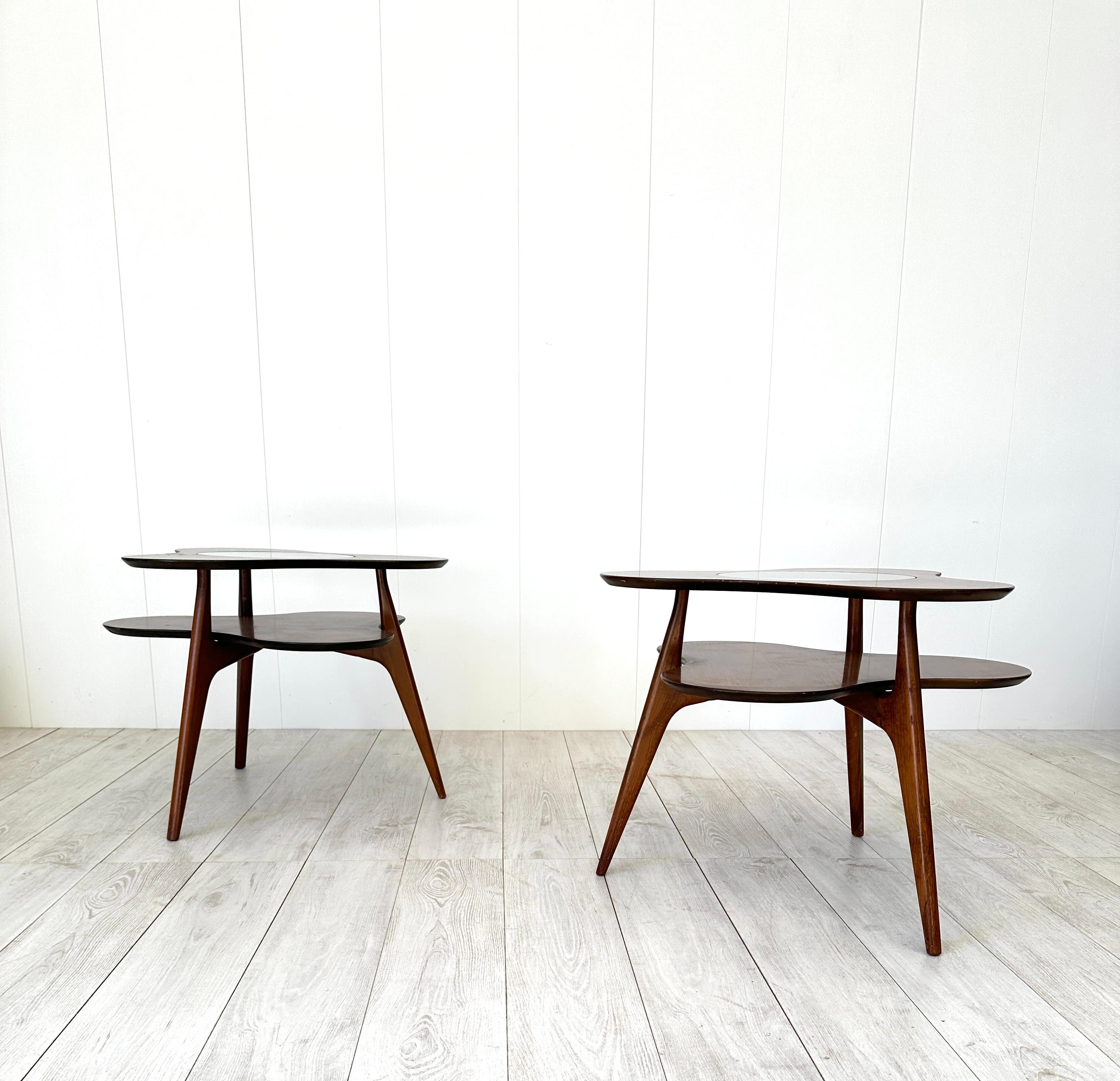 Mid-20th Century Pair of flower-shaped side tables, Italian production 1950s For Sale