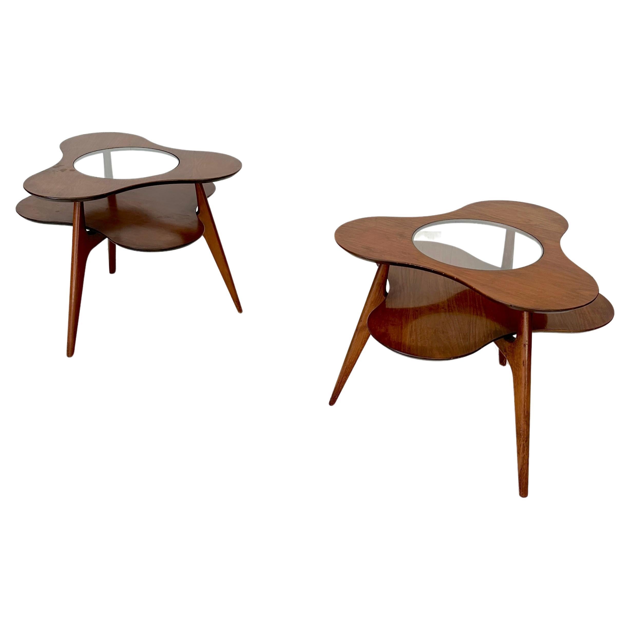 Pair of flower-shaped side tables, Italian production 1950s For Sale