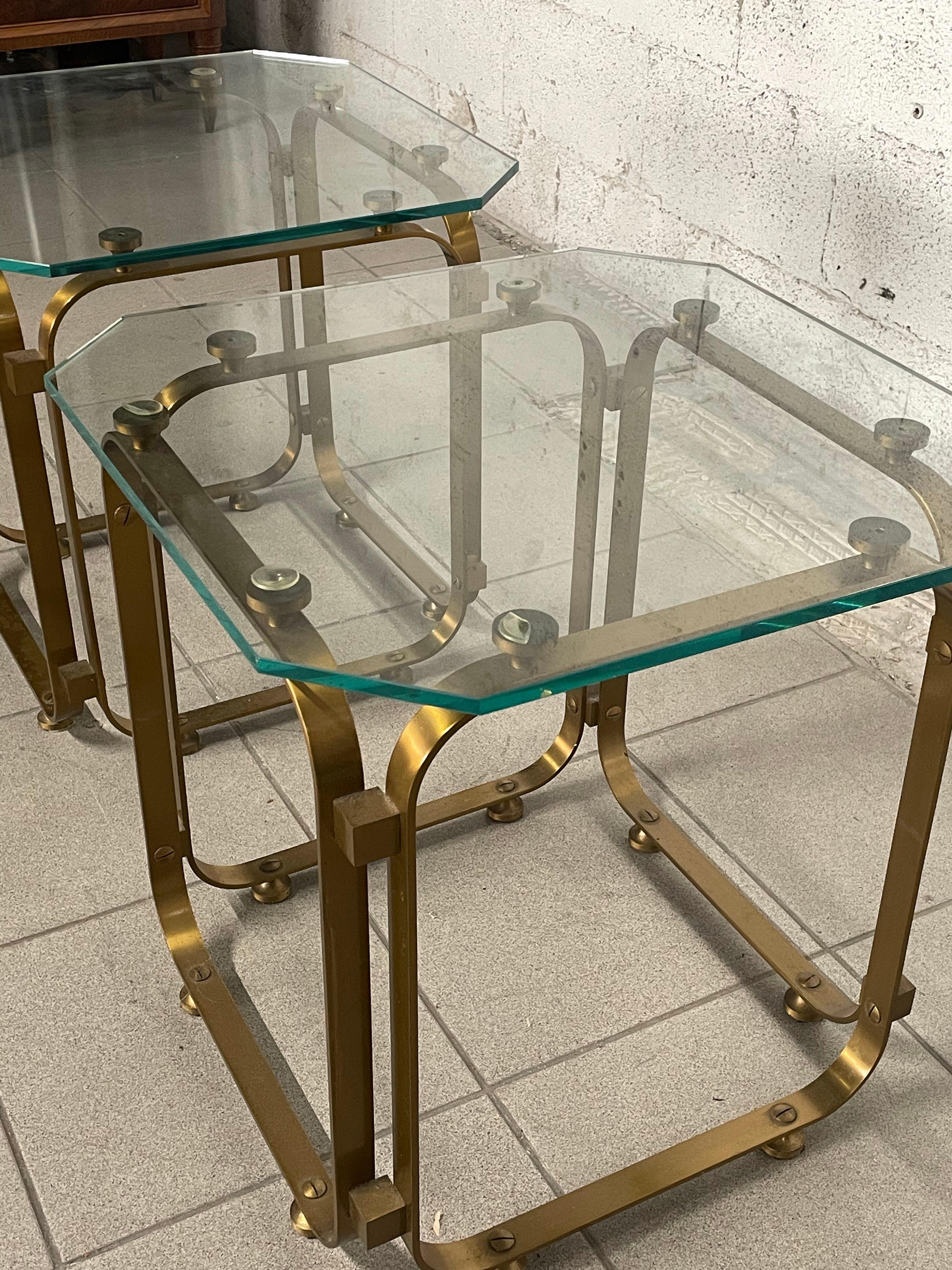 Pair of 1970s brass side tables For Sale 8