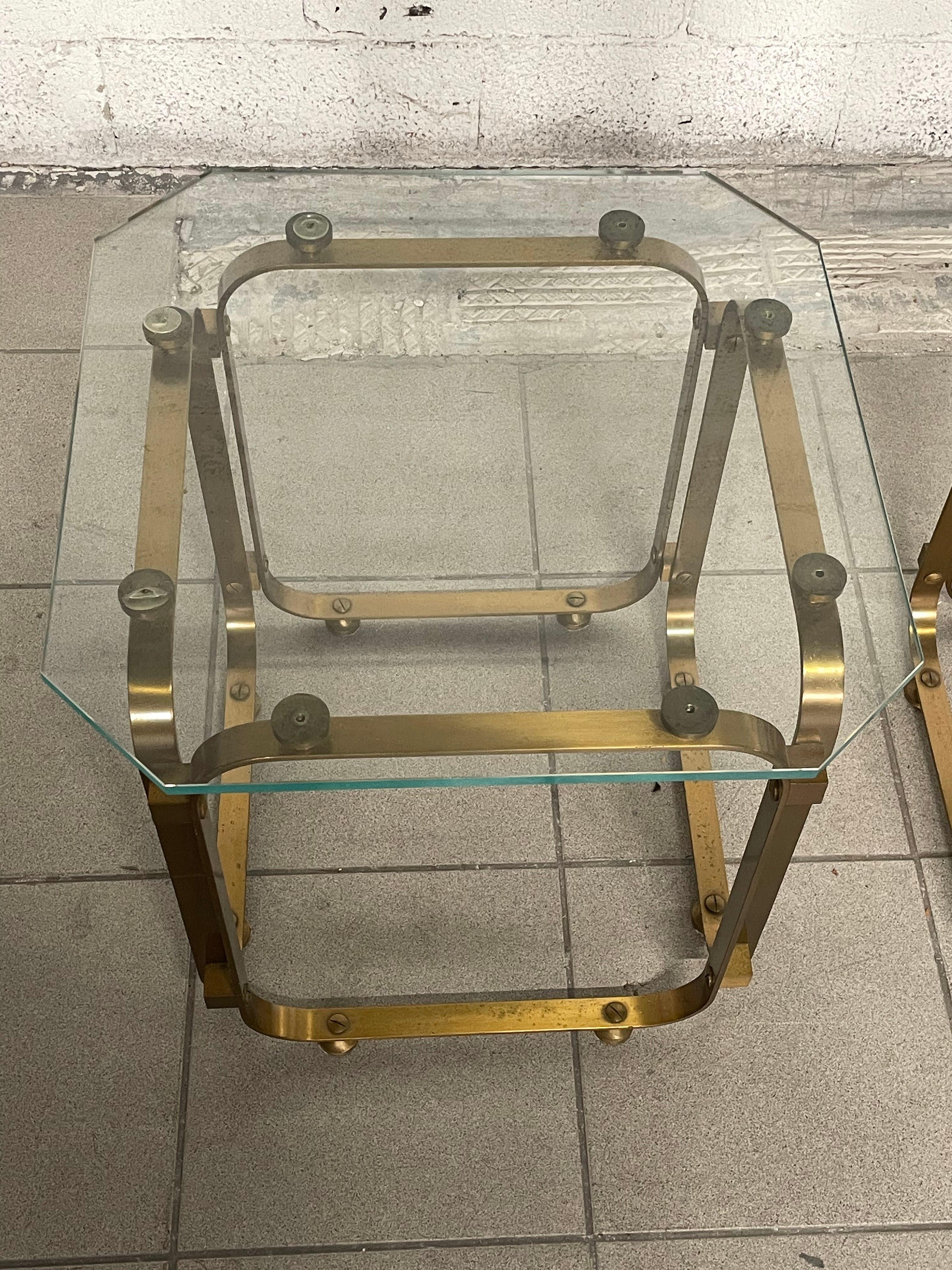 Pair of 1970s brass side tables For Sale 9