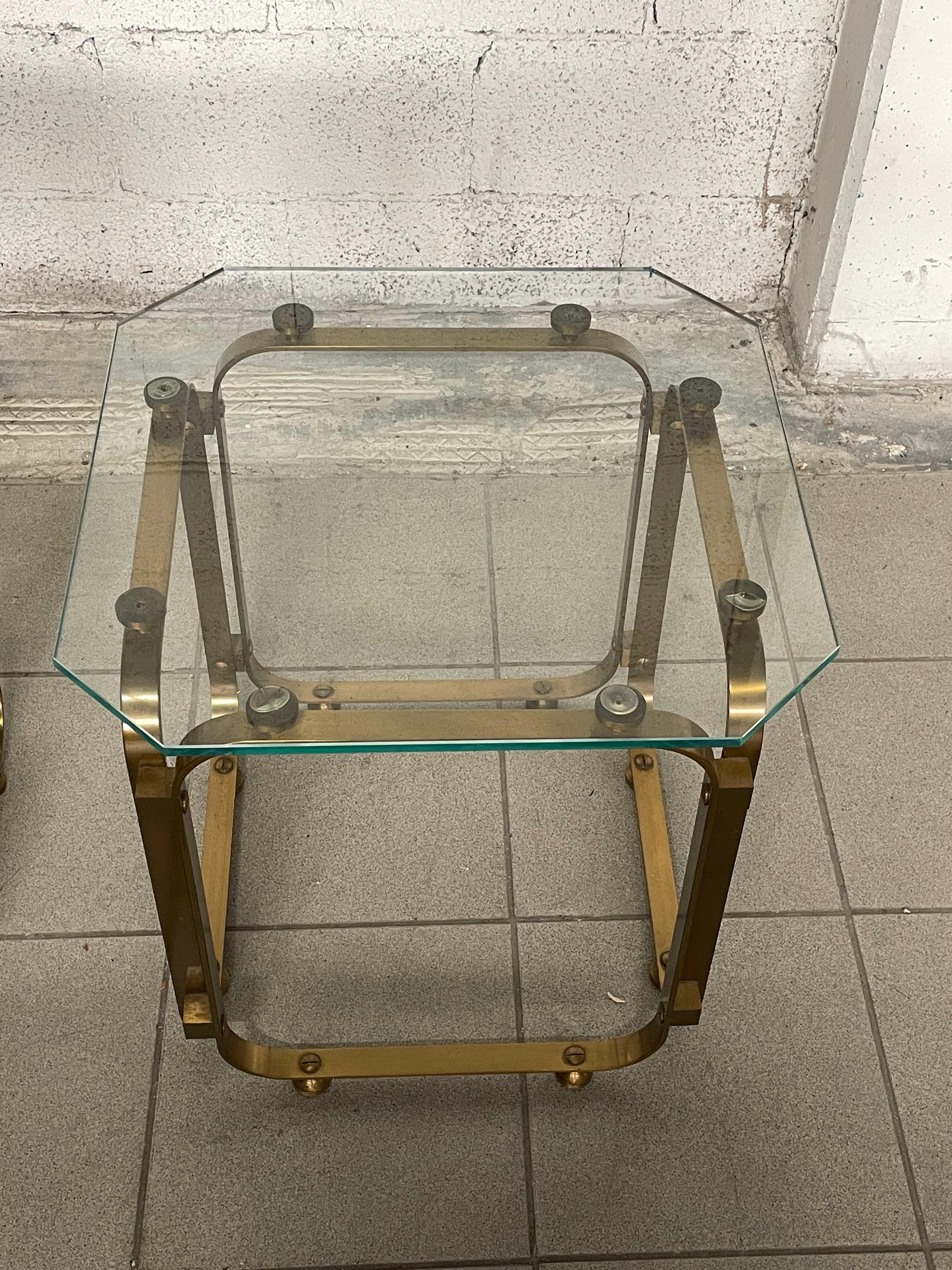 Pair of 1970s brass side tables For Sale 10