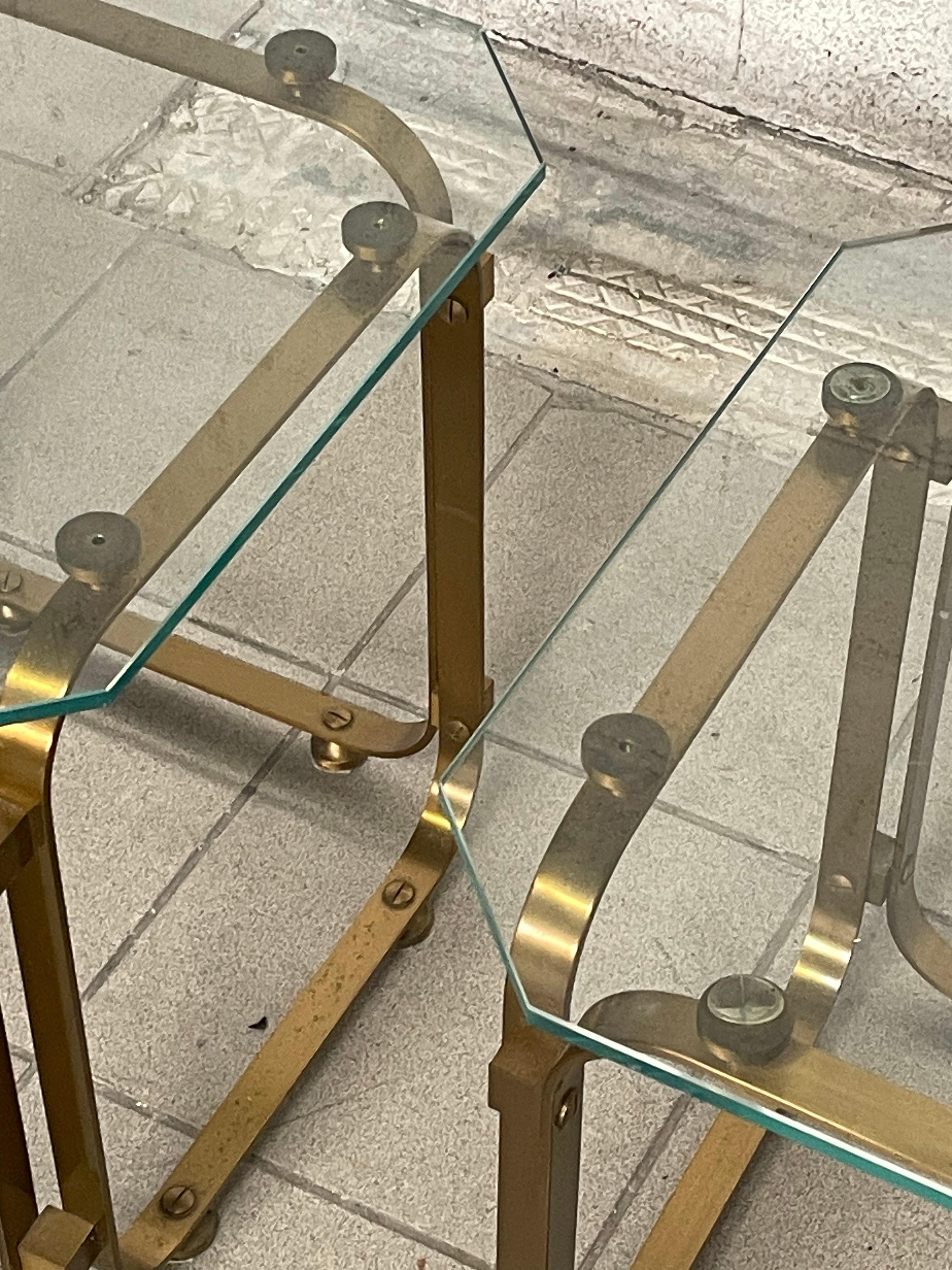 Pair of 1970s brass side tables For Sale 11