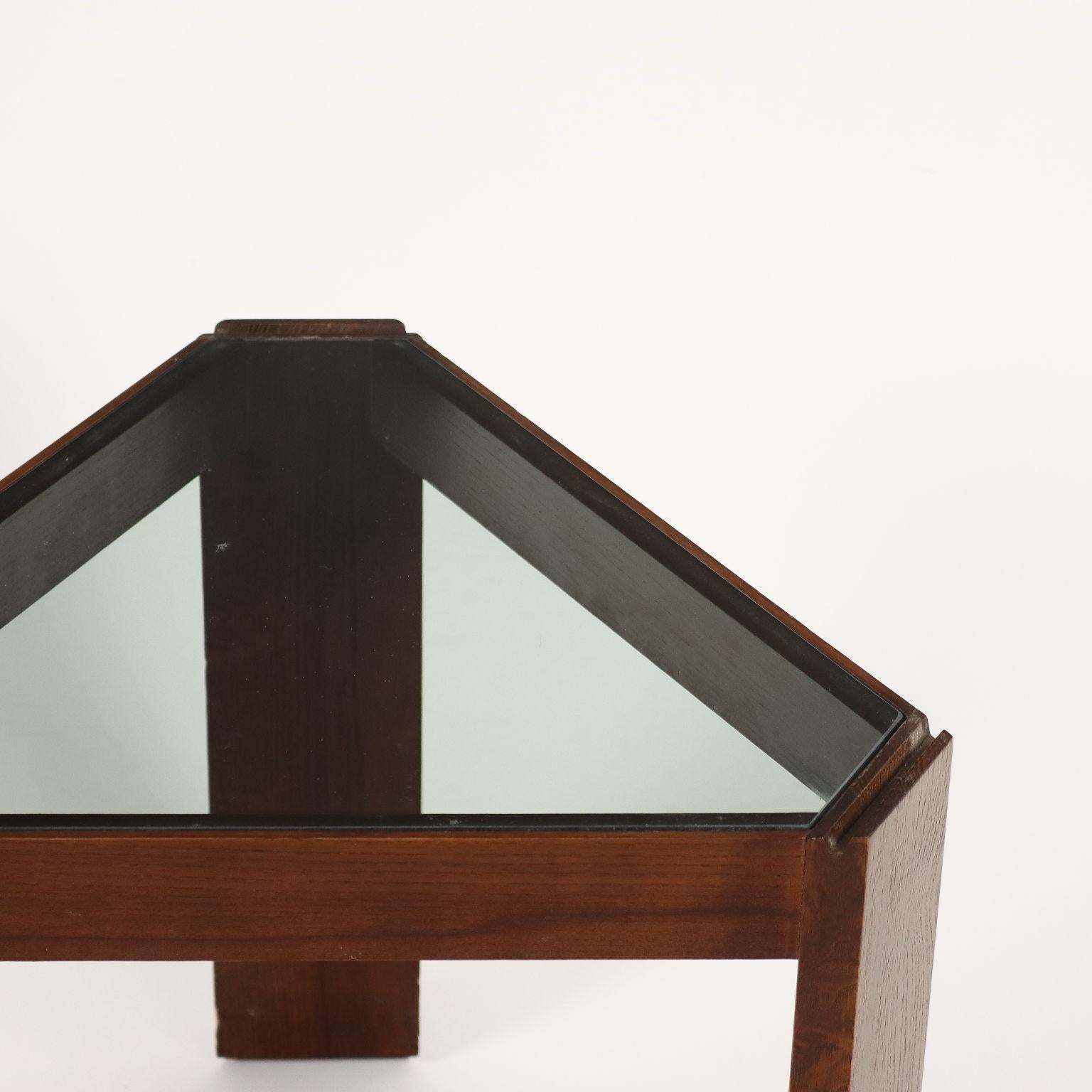 Late 20th Century Coppia di Tavolini Anni 80 in legno e vetro For Sale