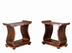 Pair of Art Deco Coffee Tables in Walnut Burl, Italy 1930s