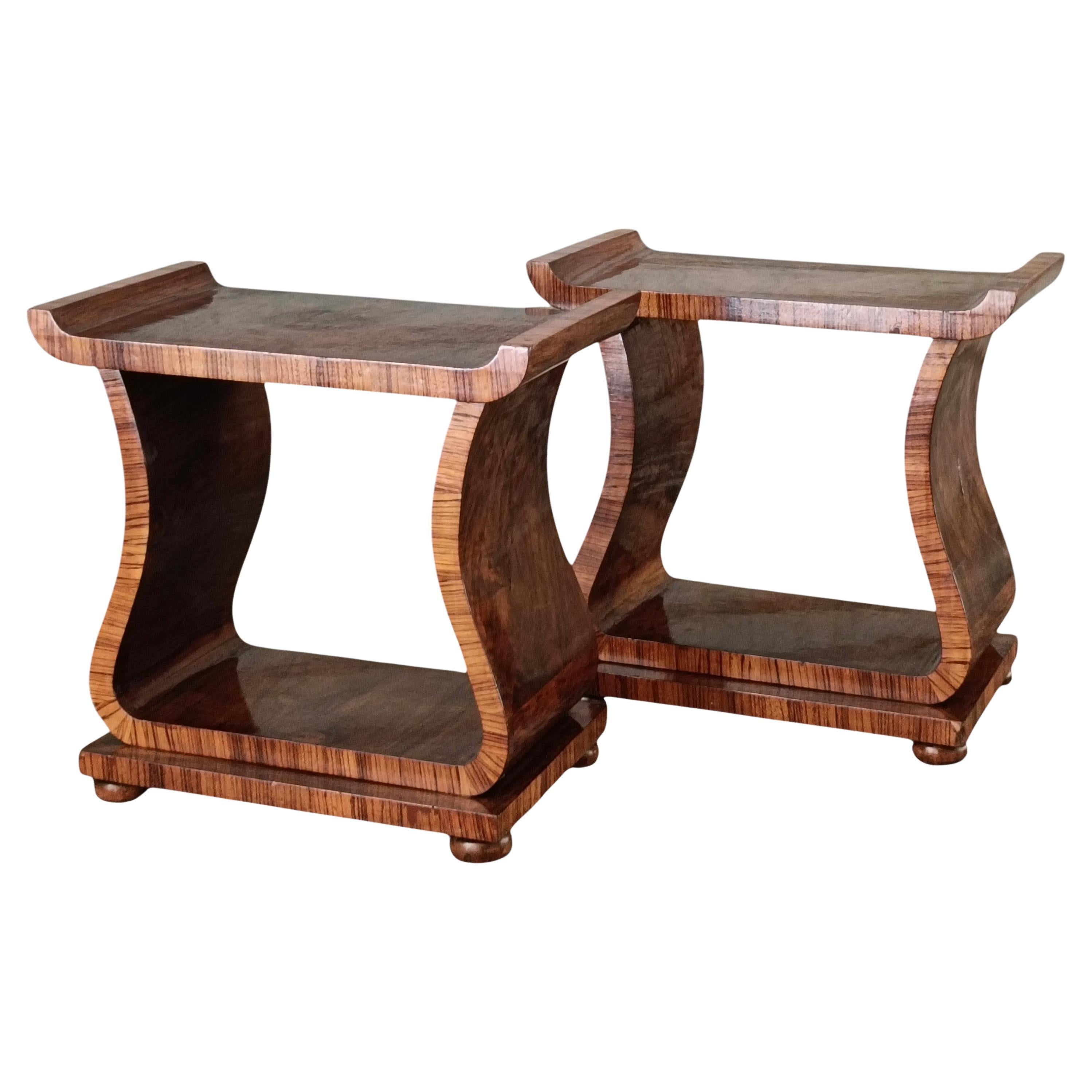 Pair of Art Deco Coffee Tables in Walnut Burl, Italy 1930s For Sale