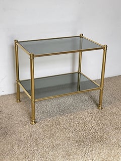 Pair of brass and glass coffee tables, Italian design, 1970s