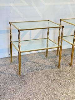 Pair of brass and glass coffee tables, Italian Hollywood Regency style, 1970s